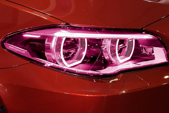 VViViD Extra-Wide Headlight Taillight Vinyl Tint Wrap 16 Inch x 48 Inch Roll Including Yellow Detailer Squeegee & 2X Black Felt Edge Decals (Pink)