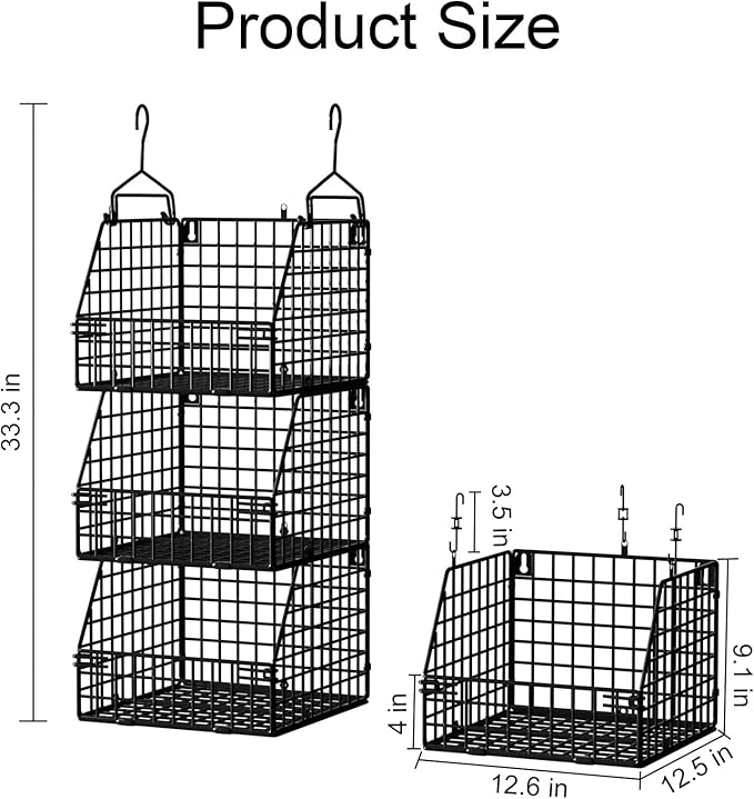 PUPPYCUTE Larger & Deeper Hanging Storage Basket, Closet Organizers and Storage, Hanging Shelves Wire Baskets for Clothing Sw