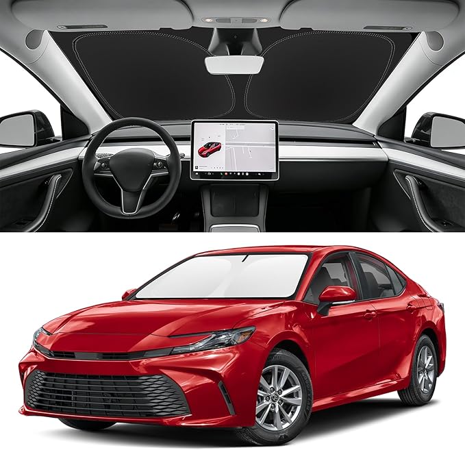 Custom Fit Windshield Sun Shade for Toyota Camry 2025-2026, Blocks UV & Heat, Front Window Sunshade Accessories, Easy Fold & Store Keep Your Car Cooler