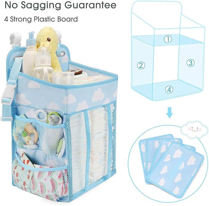 Maliton Hanging Diaper Organizer - Diaper Stacker for Changing Table, Crib, Playard or Wall & Nursery Organization Baby Showe