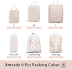 6 Pcs Compression Packing Cubes, Packing Cubes for Travel, Waterproof Luggage Organizer Bags Set, Cute Packaging Cubes for Wo