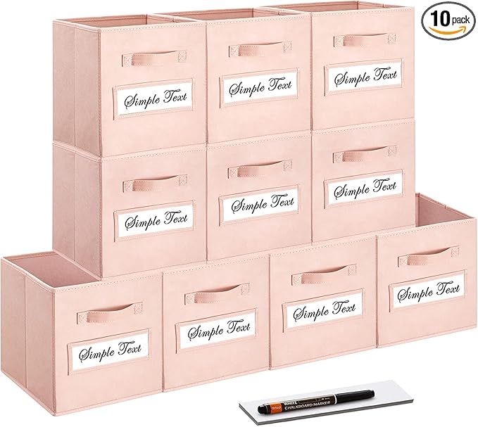 artsdi 11 Inch Storage Cube,Storage bin,cube storage (Set of 10) Foldable Fabric Cube Storage Bins with 10 Labels Window Card