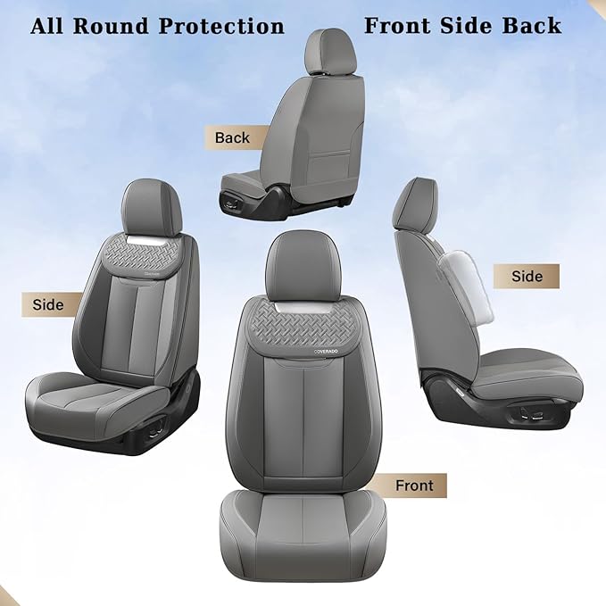 Coverado Car Seat Covers Front Seats, Luxury Nappa Leather Waterproof Seat Covers for Cars, Universal Front Seat Covers, Driv