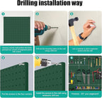 PegBoard, 68PCS Heavy Duty Metal Pegboard with Hooks, Heavy Duty Peg Board for Walls Home, Garage Tool Storage, Workbench, Cr