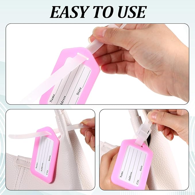 200 Pcs Luggage Tags, 10 Color Plastic Baggage ID Tags Pack Name with Blank Inserts for Suitcases, Backpacks, and Travel Bags