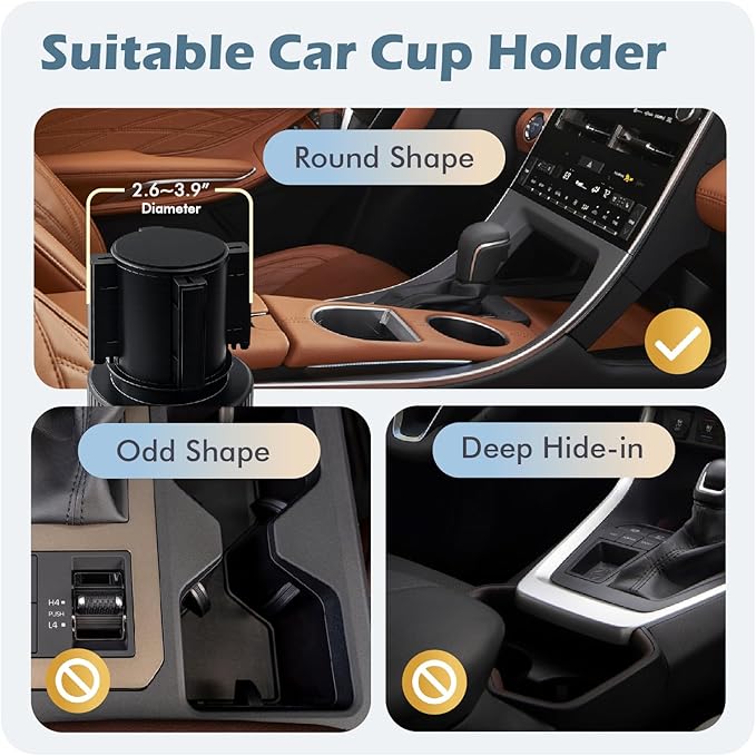 OtterVerz 11 Upgraded Car Cup Holder Tray, 3 in 1 Car Cup Holder Expander Adapter, 360° Rotating Detachable 10.5" Car Food Tr