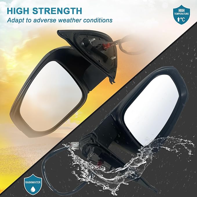 Left Driver side Mirror Fits 2016-2022 Toyota Tacoma With Power Glass, Heated, Turn Signal丨Without Blind Spot Detection Match to Midnight Black Metallic Replace TO1320349 (7Pins)