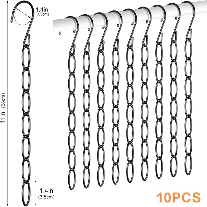 NiHome Clothing Chain Hangers 10-Pack for Home, Office & Travel, Metal Closet Organizer Space Saving Hangers with Safety Cap 