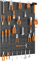 WALMANN 96 PCS Metal Pegboard with Pegboard Hooks for Wall, Garage Tools Storage Pegboard for Garage, Workbench, Peg Boards, 