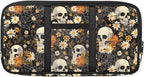 Skull Daisy Zippered Auto Car Sun Visor Organizer with Adjustable Straps and Multi-Pocket Car Sun Visor Storage Box with Picture Holder Easy Installation Universal Fit for Most Cars SUV