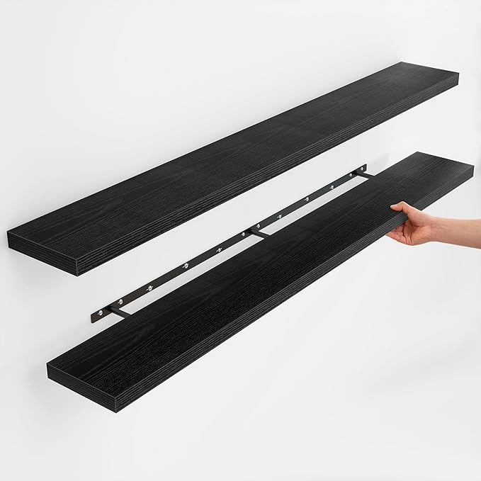 Fun Memories Floating Shelves for Wall, Rustic Wood Wall Mounted Shelves for Bathroom, Bedroom, Living Room & Kitchen, Storag