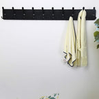 Dseap Coat Rack Wall - Heavy-Duty 38-1/4" Long, with Reinforced 10 Custom Tri-Hooks, Solid Wood Wall Hanger for Coats Hat Jac