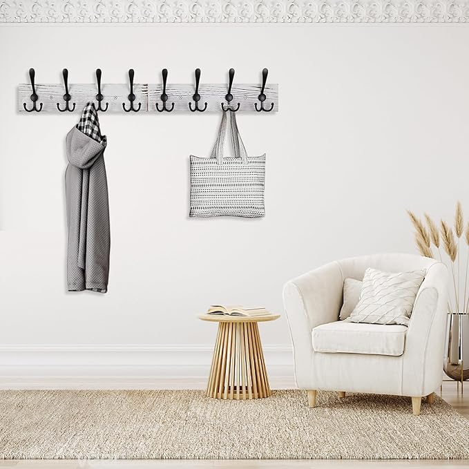 Coat Rack Wall Mount 31.5'' Coat Hanger Wall Mount Old White Coat Hooks for Wall Rustic Towel Racks for Bathroom Living Room 