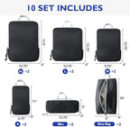 Compression Packing Cubes, 10 Set Packing Cubes for Travel Compression, Lightweight Compressible Package Organizer for Carry 