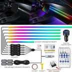 Dreamcolor Acrylic Interior Car LED Strip Light with USB/Type C/4-Port USB Cigarette Lighter,RGB 10 in 1 with 175 inches 650 LEDs Ambient Lighting Kits, Sound Active Function Neon Led Strips for Car