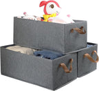 Fordonral Pack of 3 Large Capacity Storage Bins Closet Organizer System, Sturdy Foldable Storage Boxes for Organizing Clothin
