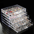 YUFONG Earring Storage Box Organizer, Acrylic Jewelry Storage Box Holder 5 Drawers Transparent Jewelry Display Stand with 120