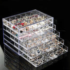 YUFONG Earring Storage Box Organizer, Acrylic Jewelry Storage Box Holder 5 Drawers Transparent Jewelry Display Stand with 120