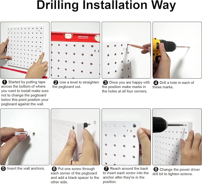 Pegboards, Pegboard Wall Organizer Panels, Peg Boards for Wall, Craft Room, Kitchen, Garage, Living Room, Bathroom, and Study