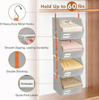 4 Pcs Modular Closet Organizer - Detachable & Foldable Hanging Storage Cubes, 88L Total Capacity, Heavy Duty Fabric Shelves f