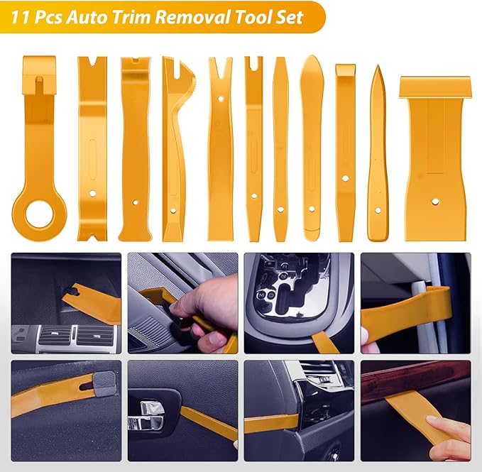 GOOACC 102Pcs Trim Removal Tool, Auto Push Pin Nylon Bumper Retainer Clip Set Fastener Terminal Remover Tool Round Handle Cro