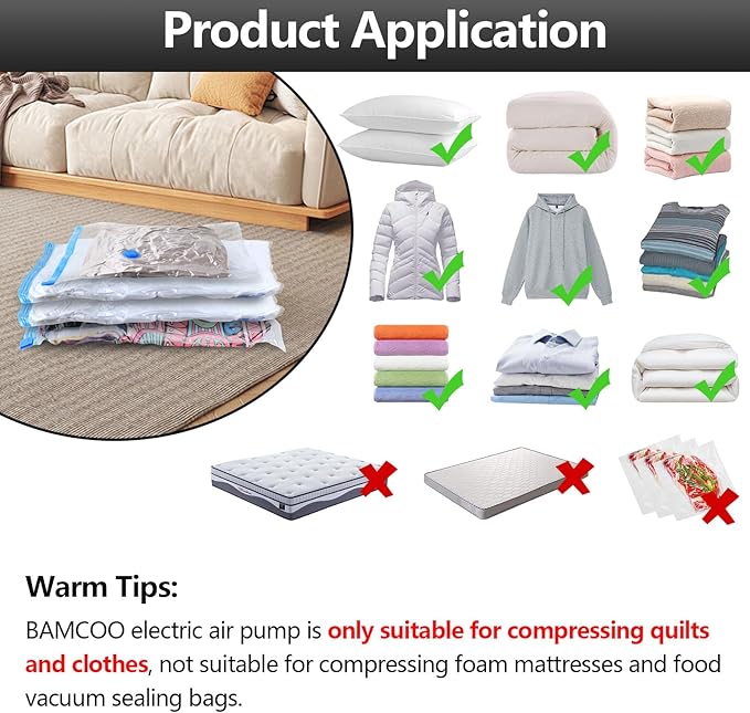 Electric Pump for Vacuum Storage Bags Travel Vacuum Pump for Various Vacuum Seal Bags Portable Vacpack Air Pump for Compressi