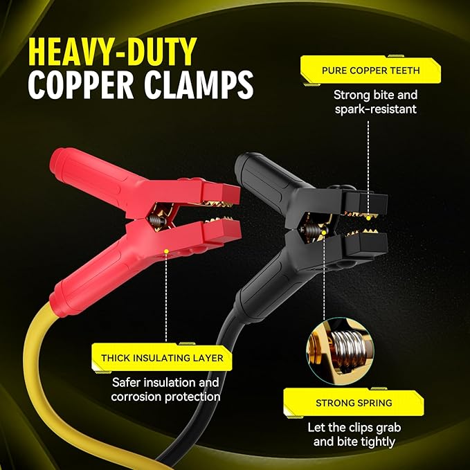 Jumper Cables Heavy Duty 1000Amp, 0 Gauge x 25 Feet Jumper Cables for Car, Truck, RV 12V Batteries Jump Starting, Carrying Bag Included