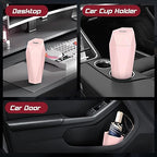 Car Trash Can with Lid, Mini Car Trash Cup with 30 Additional Trash Bags, Car Accessories for Interior, Leakproof Vehicle Garbage Bin for Car, Home, Office - 2 Packs, Pink