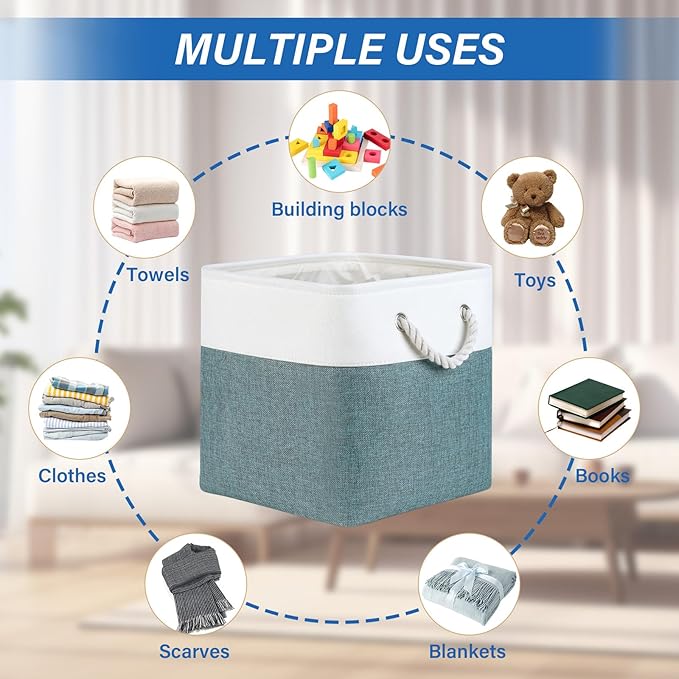Temary 12 Inch Cube Storage Baskets 4 Pack Fabric Storage Bin for Organizing, Shelf Baskets for Home Office Closet, Collapsib