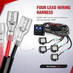 Nilight 16AWG LED Light Bar Wiring Harness Kit 12V On/Off 2 Gang Rocker Switch Panel Power Relay Blade Fuse 5Pin Toggle Switches for Cars Boat ATV Trucks-4 Leads