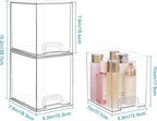 Vtopmart 7.6" H Clear Stackable Storage Drawers, 2 Pack Plastic Organizers Bins for Skincare, Cosmetics,Beauty Supplies,Ideal