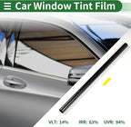 Motoforti Universal Car Window Tint Film Privacy Film 19.69 ft x 19.69 Inch Carbon 2 PLY PET Green 1 Pc VLT 14% IRR 63% UVR 94%