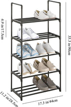 5-Tier Small Shoe Rack, Metal Stackable Kids Shoe Shelf Storage Zapateras Organizer,Narrow Shoe Rack Sturdy for Closet Hallwa