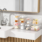 YFXCVSL Acrylic Makeup Organizer with 31 Drawers, 6 Pack Clear Storage Drawers, Bathroom Makeup Organizer for Palettes, Cosme