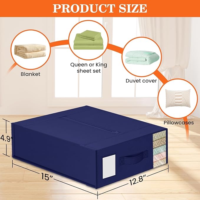 WOWBOX Sheet Organizers and Storage,Closet Bed Sheet Organizer Under Bed Storage and Organization with Label Cards & Clear Wi