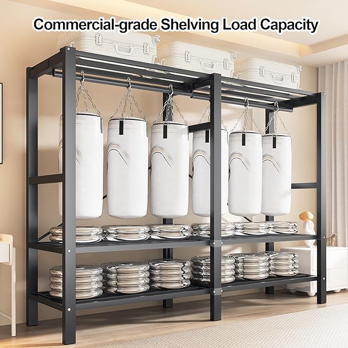 Portable Foldable Wardrobe Closet with Cover, 1200lbs Garment Rack for Hanging Clothes, Enclosed Coat Storage Organizer with 