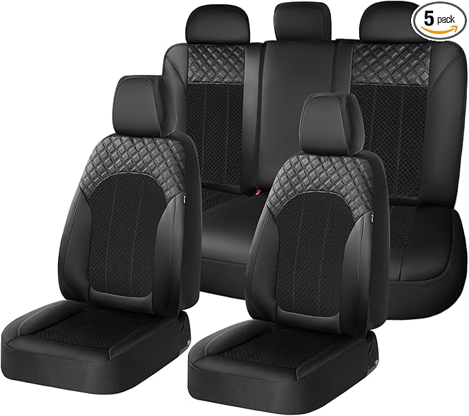 FLORICH Car Seat Covers 5 Seats Automotive Seat Covers Full Set Leather Air Mesh Seat Cover Breathable Seat Protector Interio