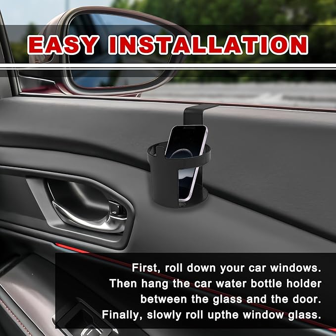 2 PCS Black Cup Holder,Waterproof and Durable,Portable Multifunction,Fit Most Size Mugs,Cup Holders that Fit Most Cars,Car Storage Cup Accessories,Vehicle Seat Cup
