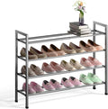 Bumusty 4-Tier Expandable Shoe Rack for Closet, 18“-33” Adjustable Shoe Rack for Small Space, Small Shoe Organizer for Front 