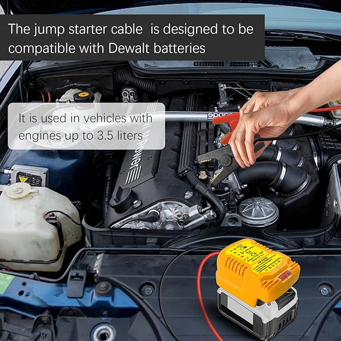 Car Jumper Starters Adapter for DeWalt 20V 60V Battery, 11AWG Cable Convert to Jumper Starter Automotive Booster, Jump kit Cable for Car Batteries (NO Battery)