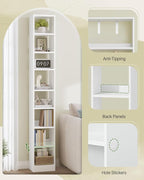 Hzuaneri Bookcase, Tall Narrow Bookshelf, Open Display Storage Shelf, Skinny Cube Book Shelf with Adjustable Shelves, CD Rack
