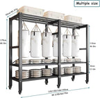 Heavy Duty Covered Clothes Rack with Magnetic Door Foldable Portable Wardrobe Closet for Hanging Clothing Rolling Black Metal