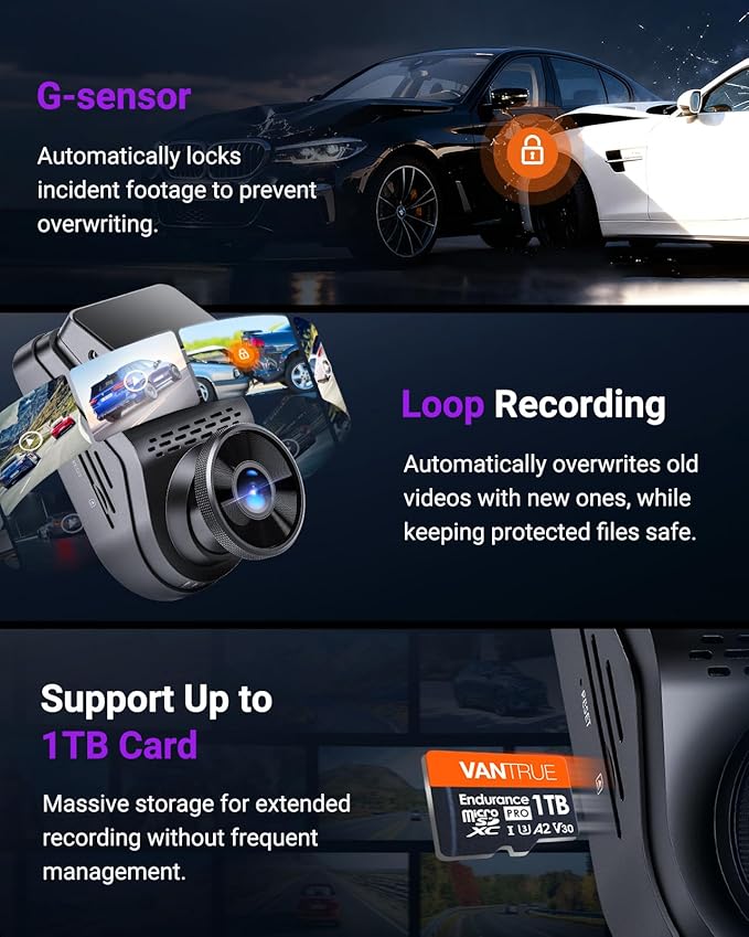 Vantrue S1 Pro Dash Cam Front STARVIS 2, 2.7K Mini Dash Camera for Cars, ADAS, App Control, Built-in WiFi GPS, G-Sensor, Loop