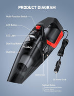 AstroAI 4-in-1 Car Vacuum Cleaner and Tire Inflator Portable with Accessories Air Compressor Digital Dual Values Display, 150