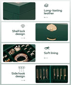 Enthralite Jewelry Box with 4 Drawers: Display Organizer for Earrings Necklaces - Gifts for Girls Women (Forest Green)
