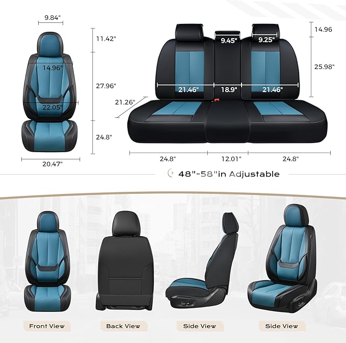 Coverado Car Seat Covers Full Set, Car Seat Protector Waterproof, Nappa Leather Car Seat Cushion, Seat Covers for Cars, Front