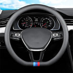 Tricolor Stripes D-Type Steering Wheel Cover, Cute Steering Wheel Cover for Women, 14.5-15 Inch Non-Slip Breathable Microfibe