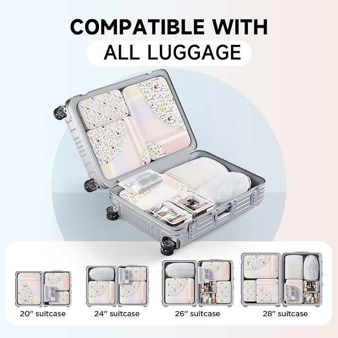 11 Set Packing Cubes for Travel, Gifts for Women Mom Kids, TSA Approved Bags for Makeup, Cosmetic, Toiletry, Suitcase Organiz
