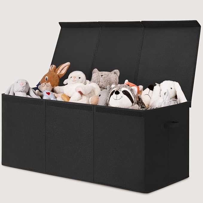 INDRESSME 185L Extra Large Toy Box, Toy Storage Organizer Collapsible Storage Bins with Lids Toy Chest for Playroom, Living R
