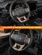 Savadicar Wood Grain Interior Accessories - Steering Wheel Trim Cover for Ford F150 (2021-present) - Premium Texture Interior Decor Upgrade Option, 1 PC